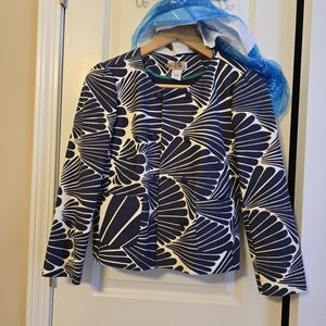 J Crew Navy and White Patterned Jacket